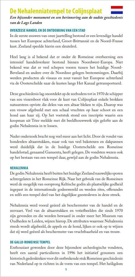 Nehalenniatempel - informatiefolder - pag 1